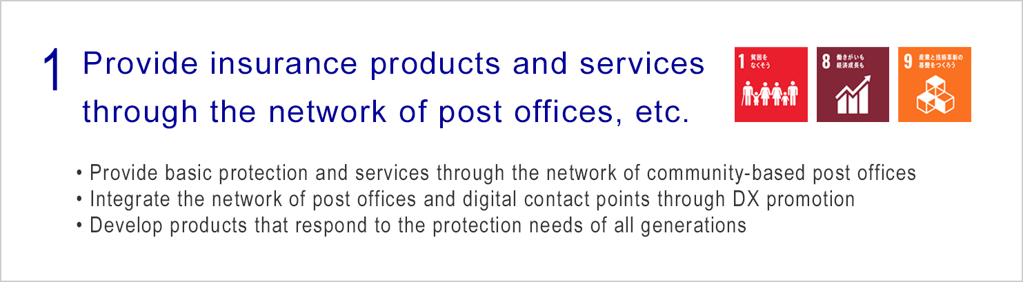 Provide insurance products and services through the network of post offices, etc.