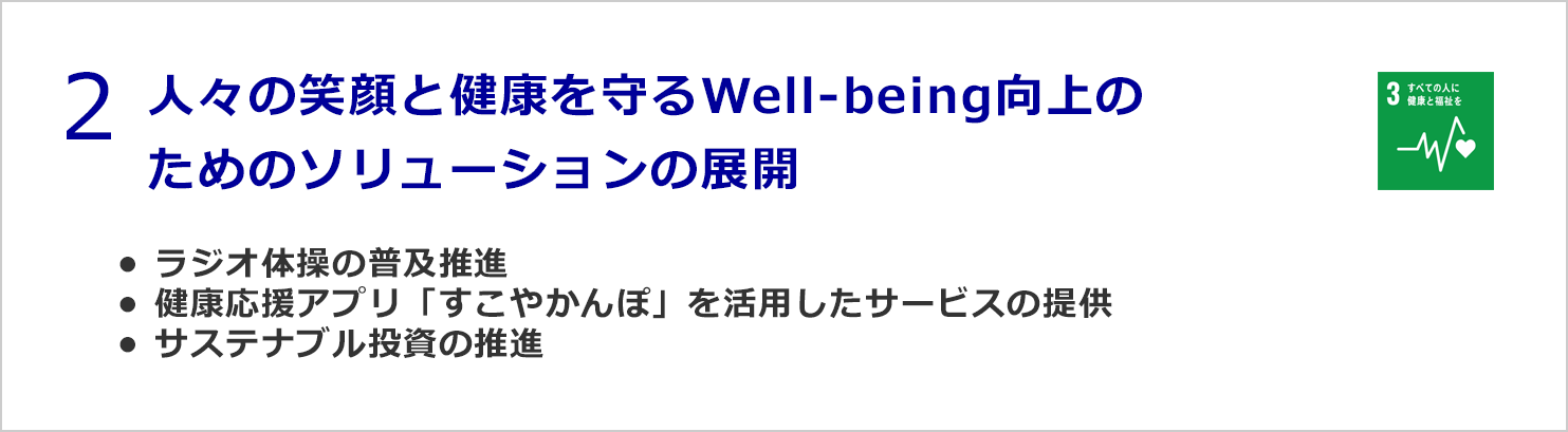 人々の笑顔と健康を守るWell-being向上のためのソリューションの展開