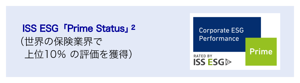 ISS ESG「Prime Status」2（世界の保険業界で上位10％の評価を獲得）