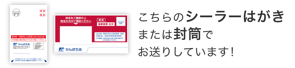 こちらのシーラーはがきまたは封筒でお送りしています！